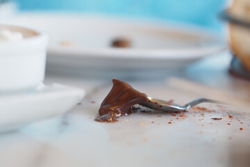 food spilled on a table 
