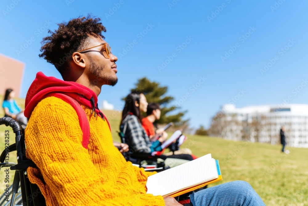 Aufkleber inclusive campus vibes dynamic gen z learning landscape with diverse students embracing collaborativ