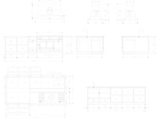 vector illustration sketch design of modern classic vintage kitchen set home kitchen and dining table 