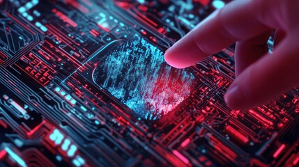 Cybersecurity Digital Fingerprint Authentication Futuristic Technology