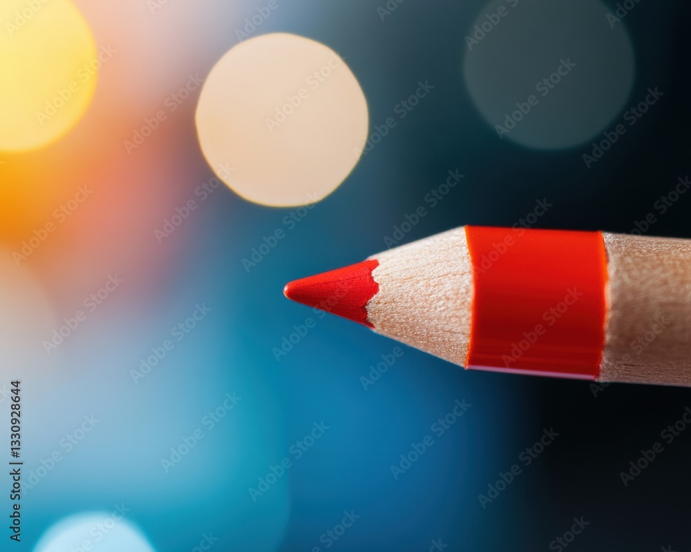 Aufkleber minimalist creative vision vibrant red pencil point on soft-focus bokeh background - innovative desi