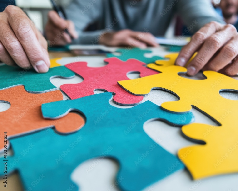 Aufkleber Inclusive Collaborative Problem-Solving Diverse Multicolored Puzzle Metaphor for Adaptive Workplace Innovation and Strategic Team Synergy
