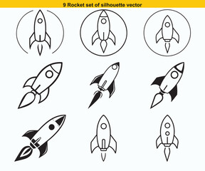 set of rocket icon 9 different styles editable strocke Thin Line, Line, Bold vector
