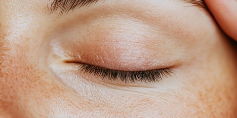 Obraz premium Freckled Minimalist Beauty Gen Z Skincare Intimacy - Soft Glow Aesthetic Capturing Authentic Skin Texture and Inclusive Dermatological Wellness Narrative