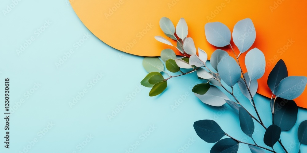 Poster minimalist wellness design tranquil eucalyptus branch against gradient color block - modern mindfuln