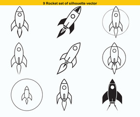 set of rocket icon 9 different styles editable strocke Thin Line, Line, Bold vector
