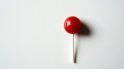 A Single Red Lollipop on White Background