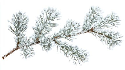 Fototapeta premium Snowy Pine Branch: A Winter Wonderland Close-up