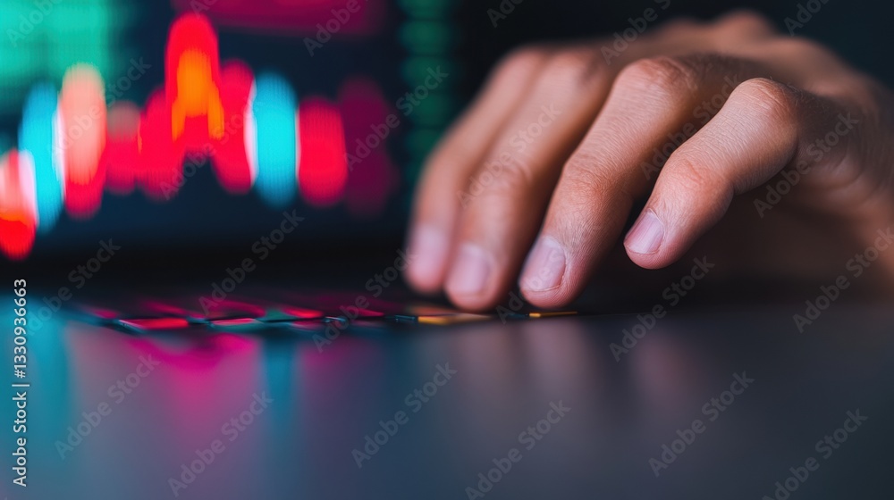 Leinwandbilder Digital Market Analytics Minimalist Professional Exploring Immersive Data Visualization with Vibrant Neon Interfaces - AI-Powered Financial Intelligence and Emerging Tech Insights