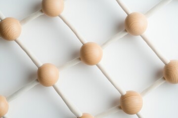 Minimalist Network Connectivity Organic Wooden Spheres in Adaptive Grid Design - Innovative Tech Visualization for Digital Transformation and AI Infrastructure