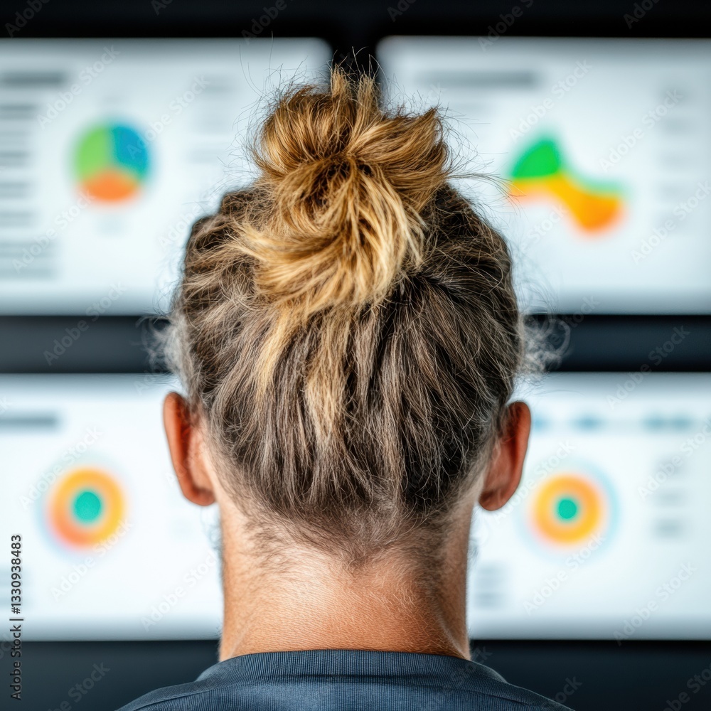 Aufkleber Immersive Digital Defense Next-Generation Cybersecurity Professional Analyzing Threat Landscapes with High-Intensity Data Visualization and Modern Workplace Innovation