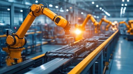 Industrial Automation: Robotic Assembly Line in Modern Factory