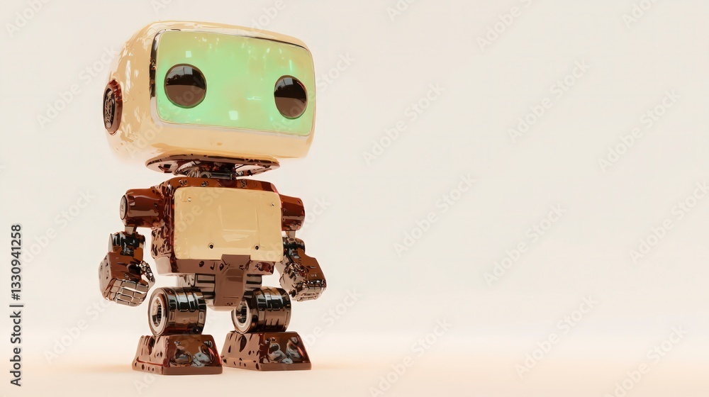 Poster retro robot ai generated futuristic chrome vintage technology gleaming space for