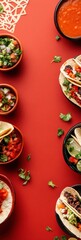 Fototapeta premium Vibrant Cinco de Mayo Culinary Experience Artisan Street Tacos and Festive Mexican Gourmet Styling for Modern Foodie Culture - Authentic Flavor Storytelling in Bright Social Media Design