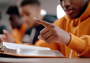 Young Men Studying a Bible Together