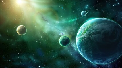 Obraz premium Outer_space_green_galactic_background