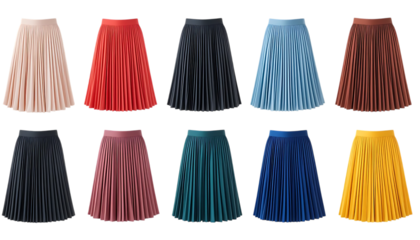 Set of pleated skirts in different colors fashionable women’s clothing collection PNG Image
