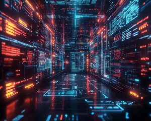 Fototapeta premium Envisioning the future of finance, this machine learning application showcases predictive stock movement with striking clarity on a digital interface The intricate interplay of algorithms and data is