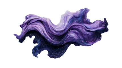 Purple nebula galaxy painting floating on transparent background