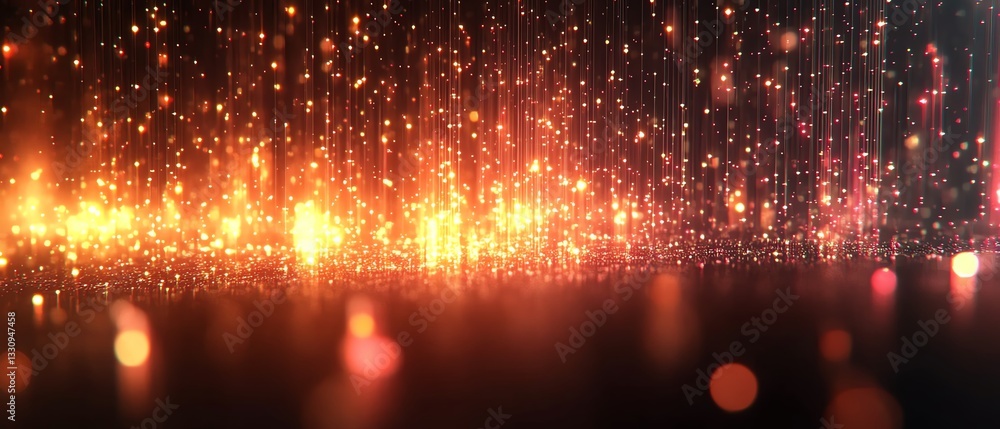 Leinwandbilder abstract glowing dots and lines on dark blurred background, technology and generative ai concept, fu