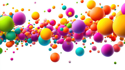 Colorful spheres falling