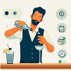 illustration of  a man is mixing a drink