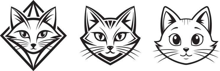 Stylish Cat Face Logos &ndash; Modern Minimalist Feline Head Designs