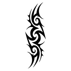 Black and Bold Vector Tribal Tattoo Design with swirling patterns and sharp edges Isolated on a transparent background