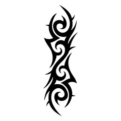 Black and Bold Vector Tribal Tattoo Design with swirling patterns and sharp edges Isolated on a transparent background