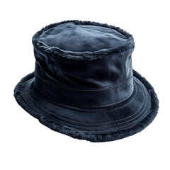 A Black Hat with Fur Collar Isolated on Transparent Background