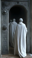 Monks Departing Dark Archway