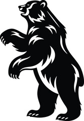Standing bear black silhouette vector illustration, Standing bear isolated line art vector design