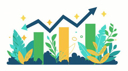 Flat Design Business Growth Illustration - フラットデザインのビジネス成長イラスト