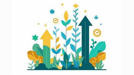 Flat Design Business Growth Illustration - フラットデザインのビジネス成長イラスト