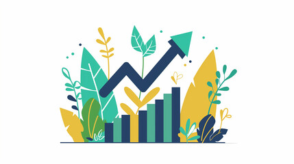 Flat Design Business Growth Illustration - フラットデザインのビジネス成長イラスト