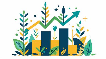 Flat Design Business Growth Illustration - フラットデザインのビジネス成長イラスト