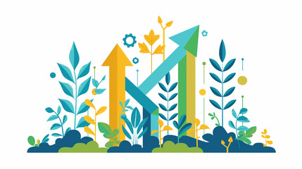 Flat Design Business Growth Illustration - フラットデザインのビジネス成長イラスト