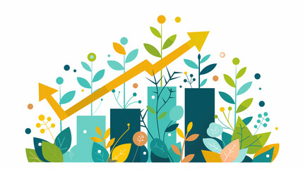 Flat Design Business Growth Illustration - フラットデザインのビジネス成長イラスト