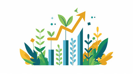 Flat Design Business Growth Illustration - フラットデザインのビジネス成長イラスト