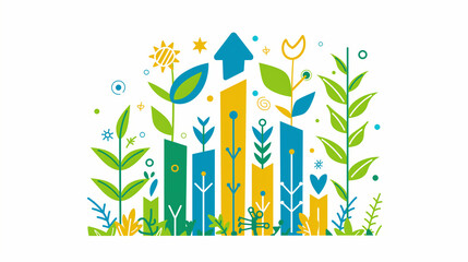 Flat Design Business Growth Illustration - フラットデザインのビジネス成長イラスト