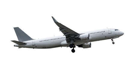 Obraz premium 白く輝く旅客機、滑らかに着陸準備. AI Generated