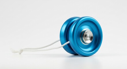 鮮やか青色ヨーヨー スムーズ回転 静止画 上品な光沢. AI Generated