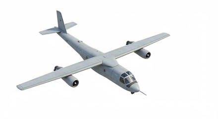 Obraz premium 優雅に飛行する軍用機 高解像度３Dモデル 白背景. AI Generated