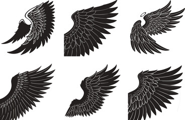 Obraz premium Elegant Angel Wings Silhouette Bundle.