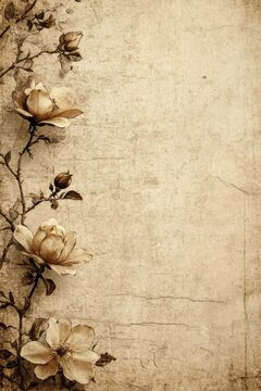 Vintage Floral Design: Sepia Roses on Antique Paper