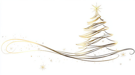 The golden lines outline the shape of the Christmas tree