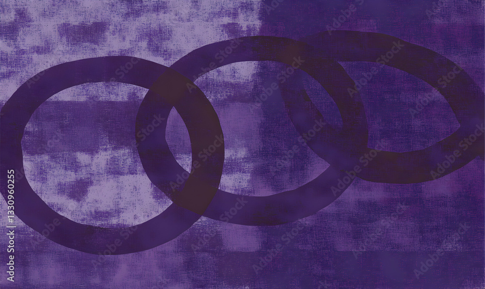 Poster abstract purple artwork featuring overlapping circles on a textured background. ideal for modern des