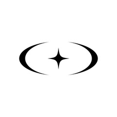 black star logo in retro futuristic