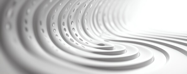White background with a series of circles in a spiral arrangement, varying sizes creating movement and energy, abstract dynamic scene, visually compelling, generative AI