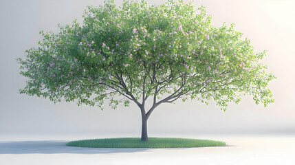 Obraz premium Full Lush Tree With Pink Blossoms Against White Background